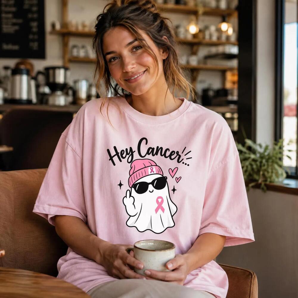 Funny Cancer Ghost Shirt, We Wear In October Crewneck,